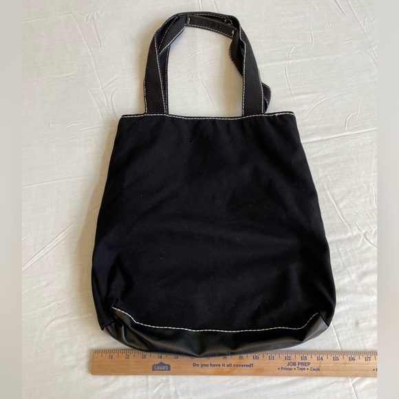 Isabel Toledo for Lane Bryant tote black canvas with white pocket graphics - Picture 2 of 6